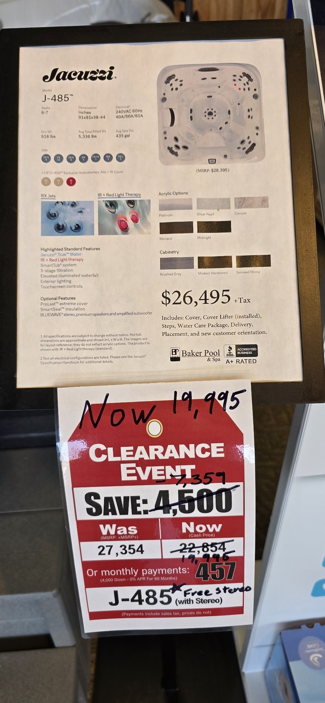 Jacuzzi J-485 - Clearance — Clearance at Baker Pool & Spa